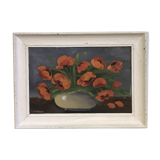 Floral painting in framed oil