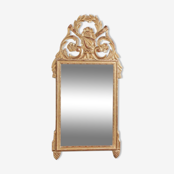Louis XVI style mirror gilded with leaf musical attributes early 20th century