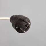 Adjustable mid-century wooden wall lamp with rattan shade, 1970s