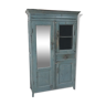 Armoire grise vintage vieux teck vitre et miroir