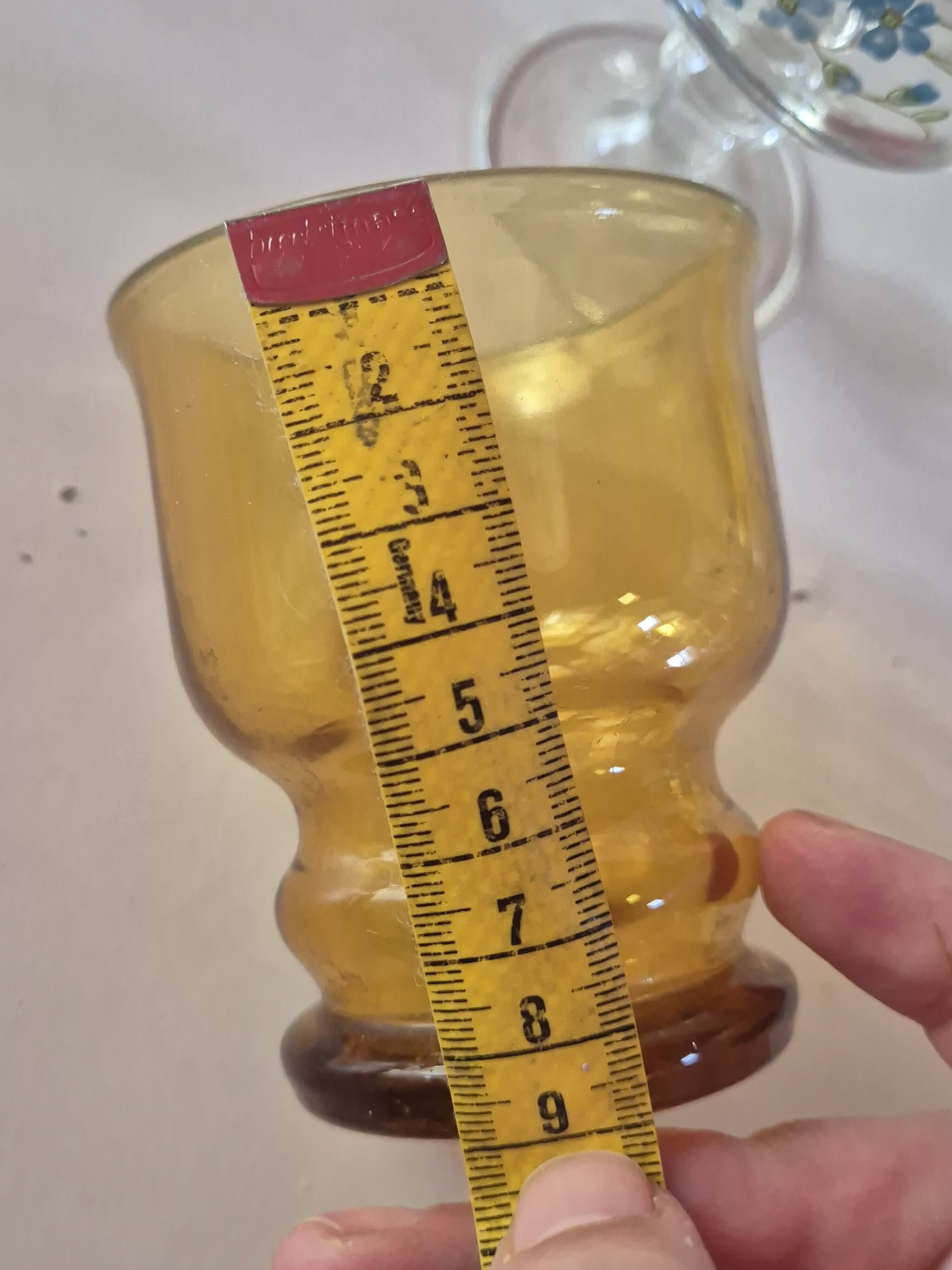 set of 2 smoked yellow amber vintage Pernod SA glasses