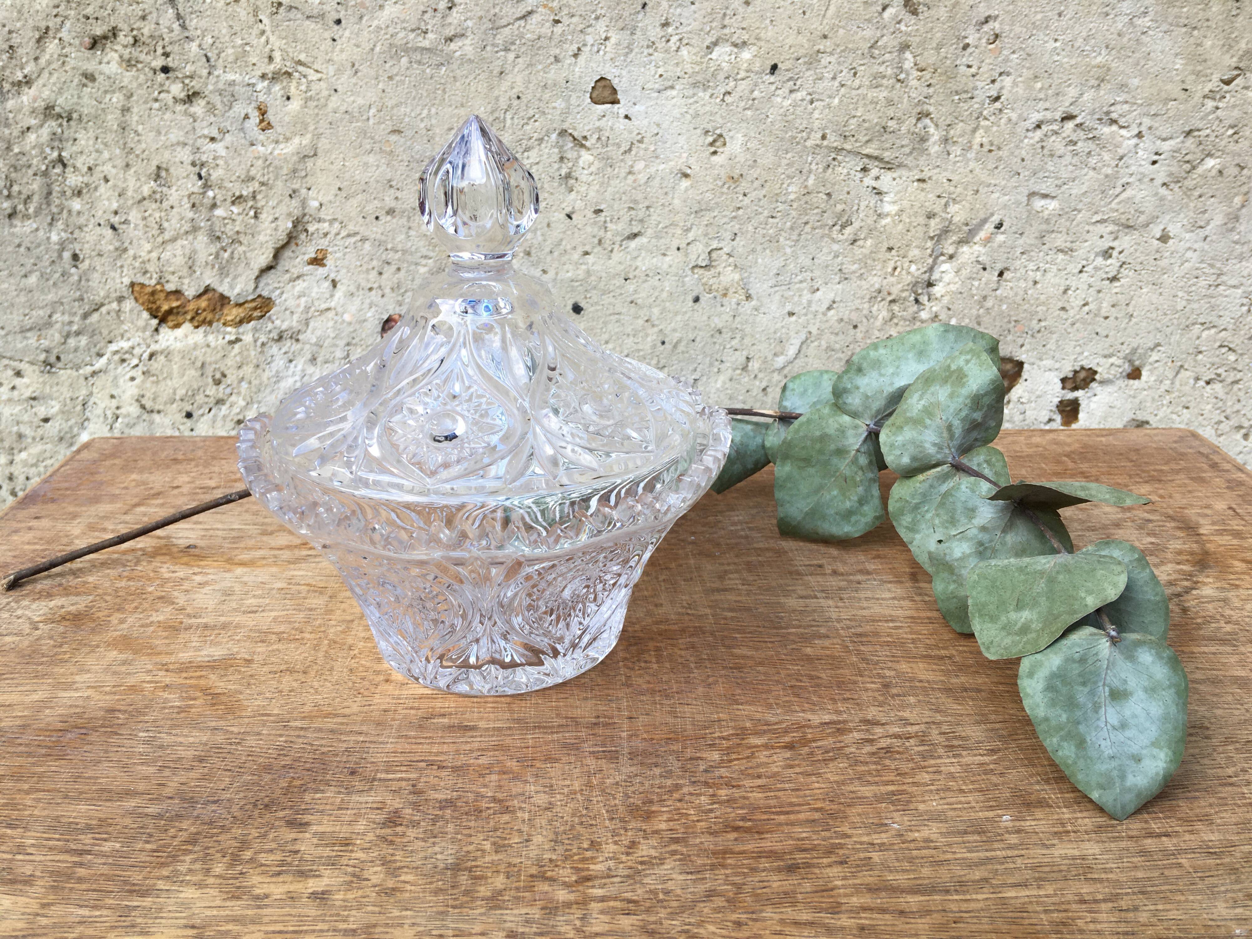 Vintage chiseled glass candy