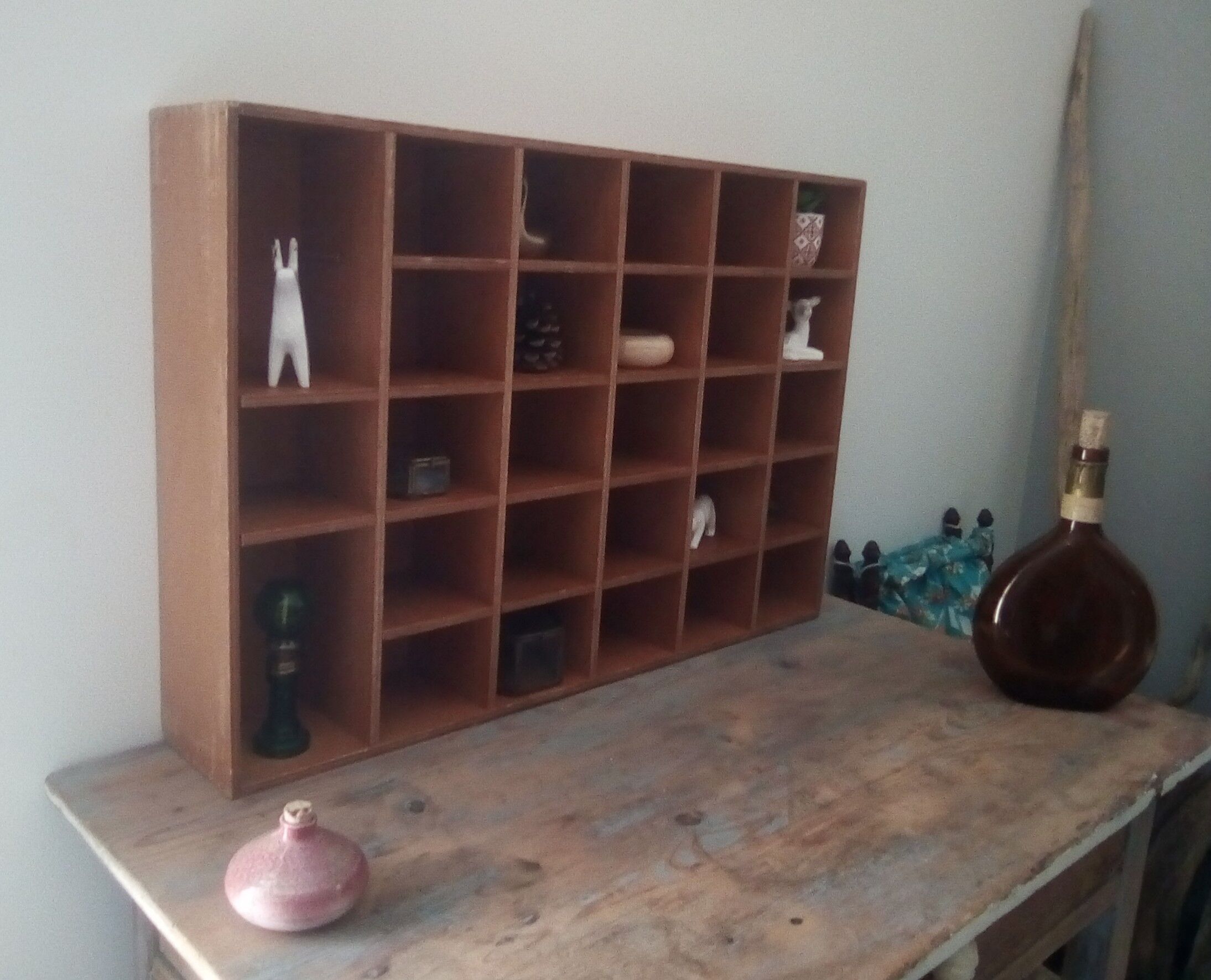 Vintage workshop shelf locker 28 boxes