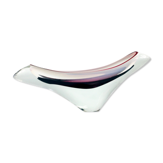 Scandinavian Art Glass Centerpiece/Bowl by Paul Kedelv for Flygsfors, Sweden, 1950s