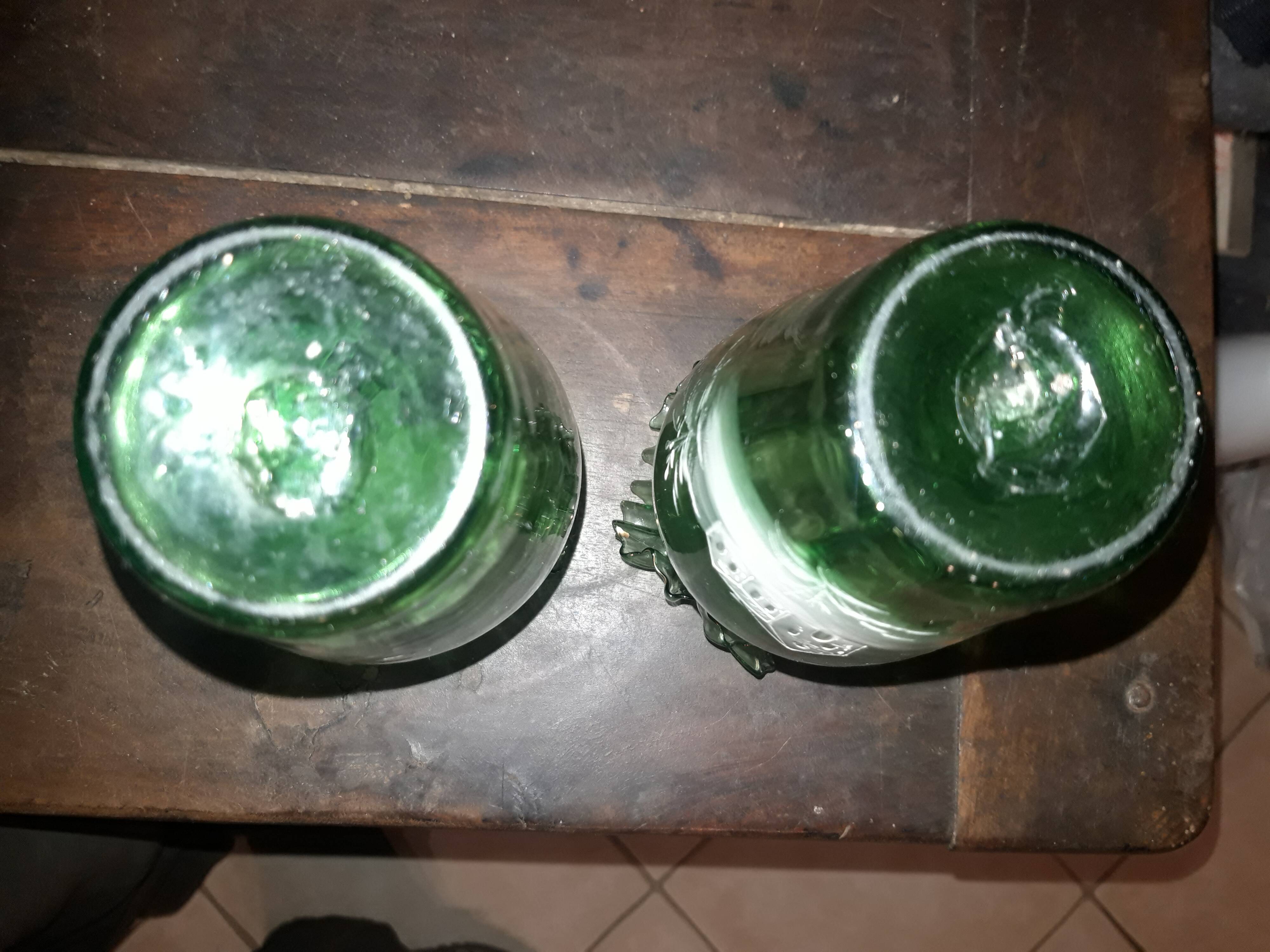 Magnificent pair of antique blown glass vases with enamel.
