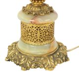 Fifties Vintage Table Lamp Onyx Marble Brass Acanthus