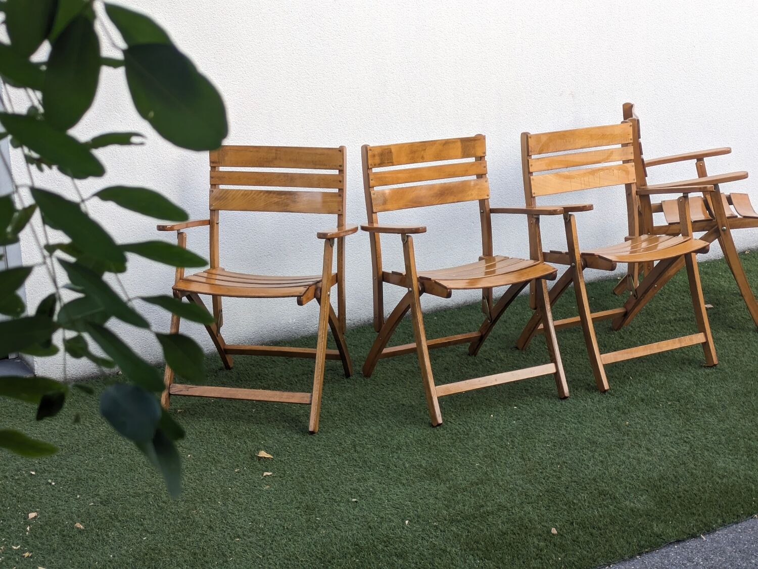 4 vintage folding garden armchairs – French work 1970-80