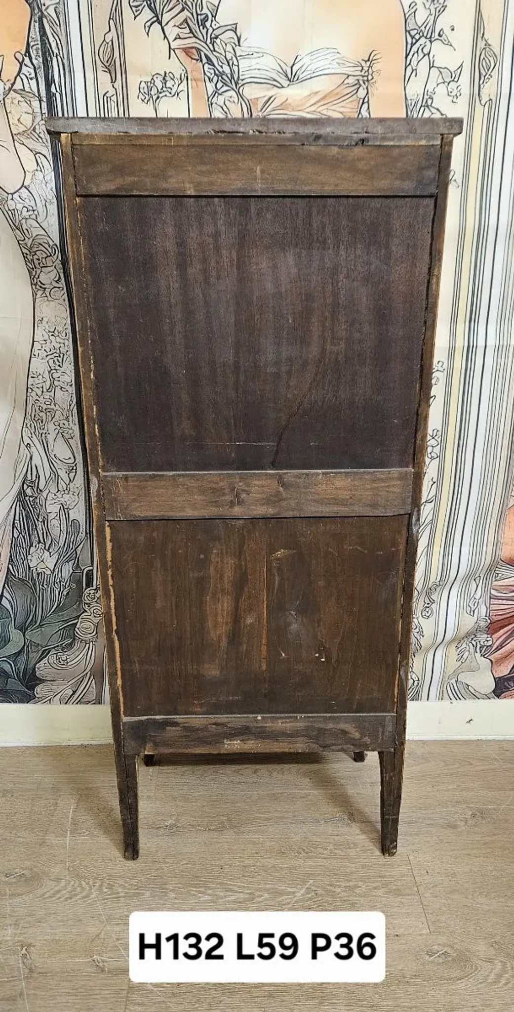 Antique marquetry secretary in Louis XV style – marble top