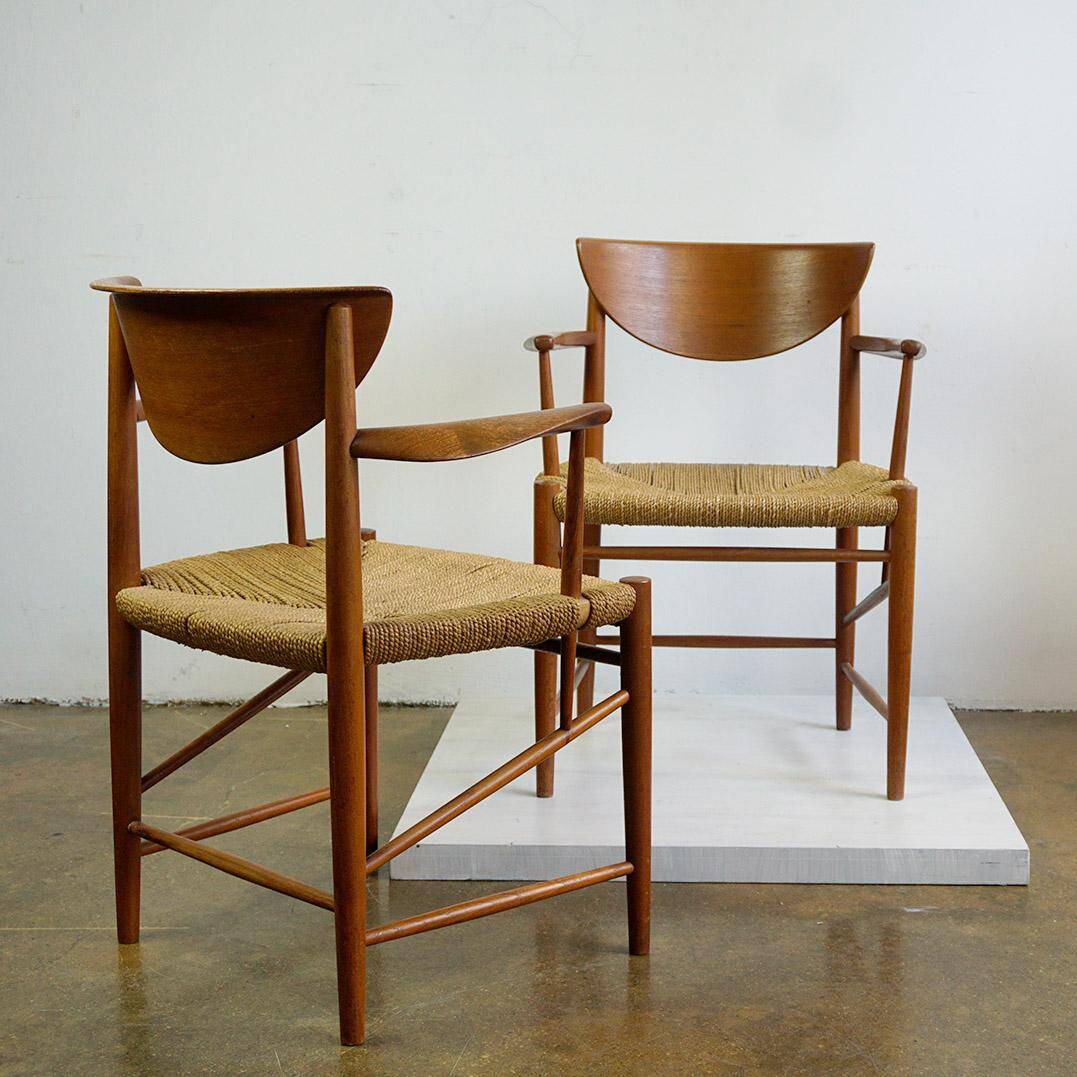 Pair of teak armchairs model 317 by Peter Hvidt for Soborg Mobler Denmark