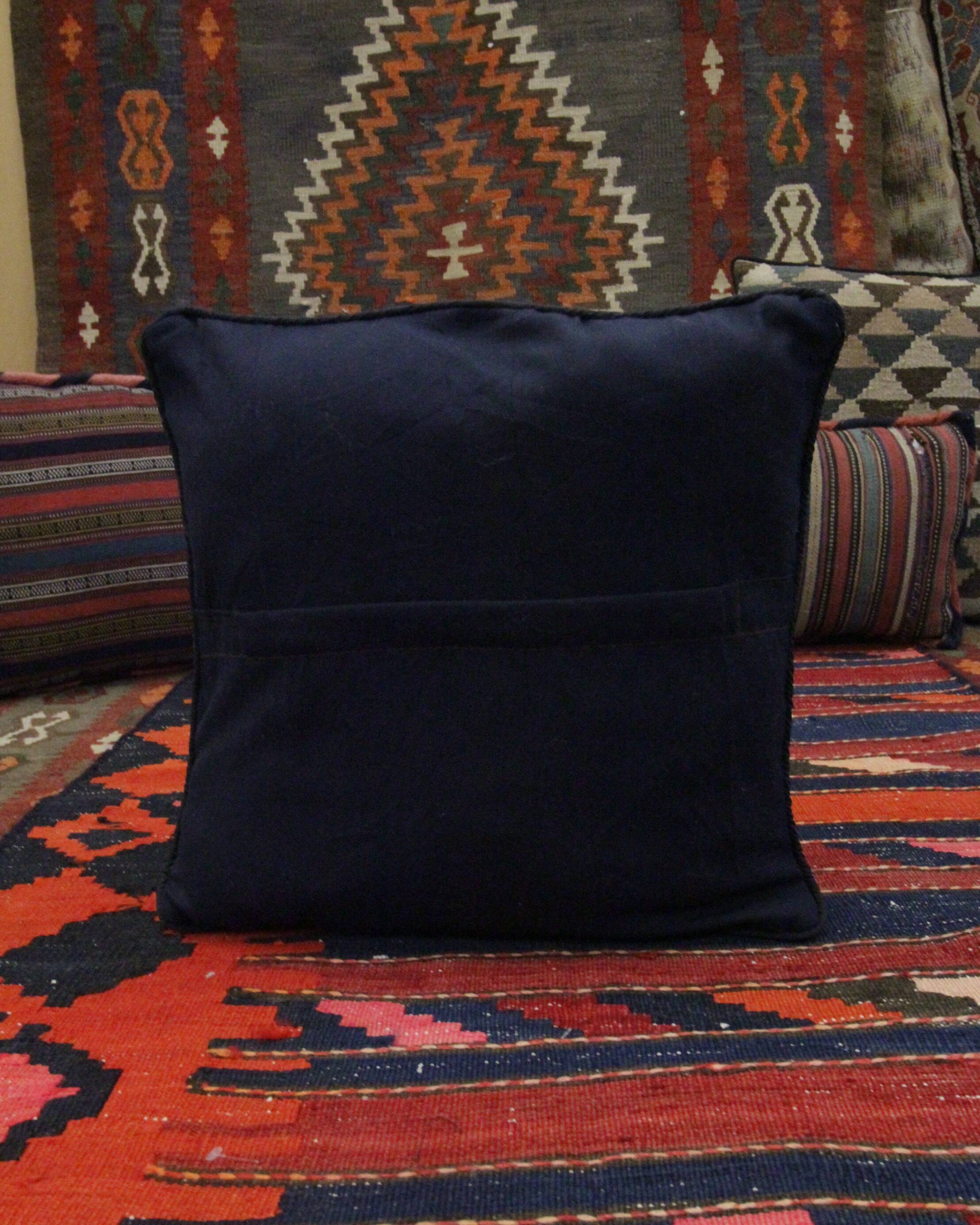 Striped Wool Kilim Cushion Cover Brown Purple Pillow Case- 39x39cm