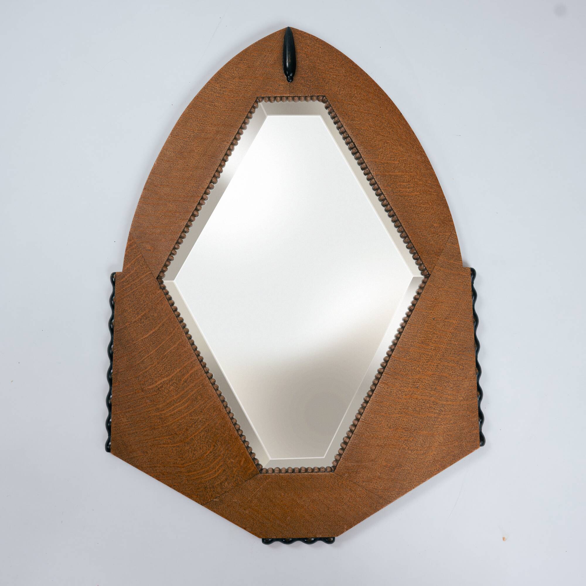 Dutch Art Deco Mirror in Oak with Ebonized Details, 1920-1930