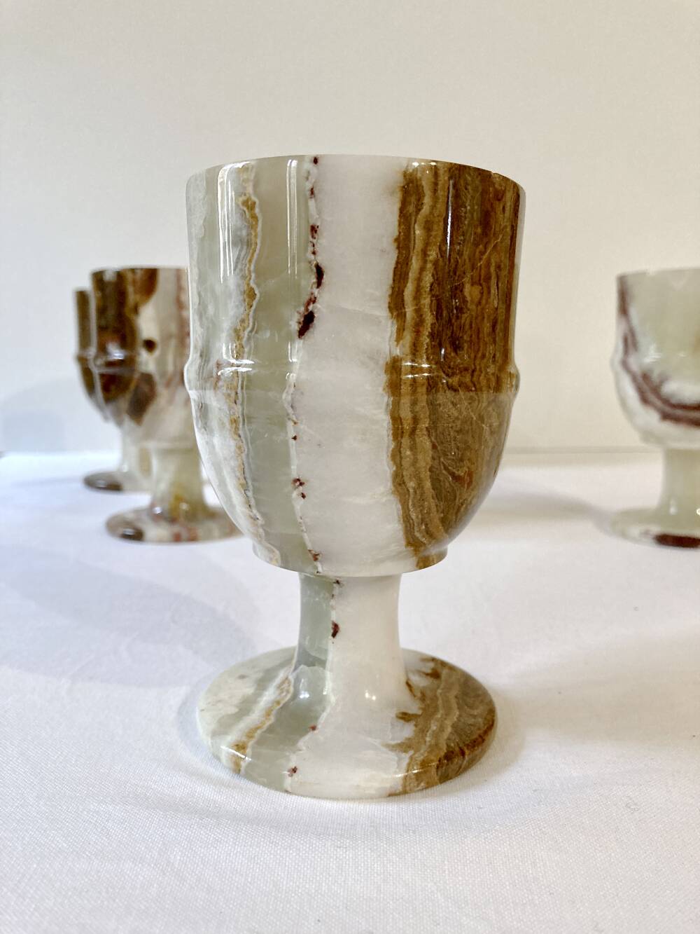 6 footed glasses in alabaster