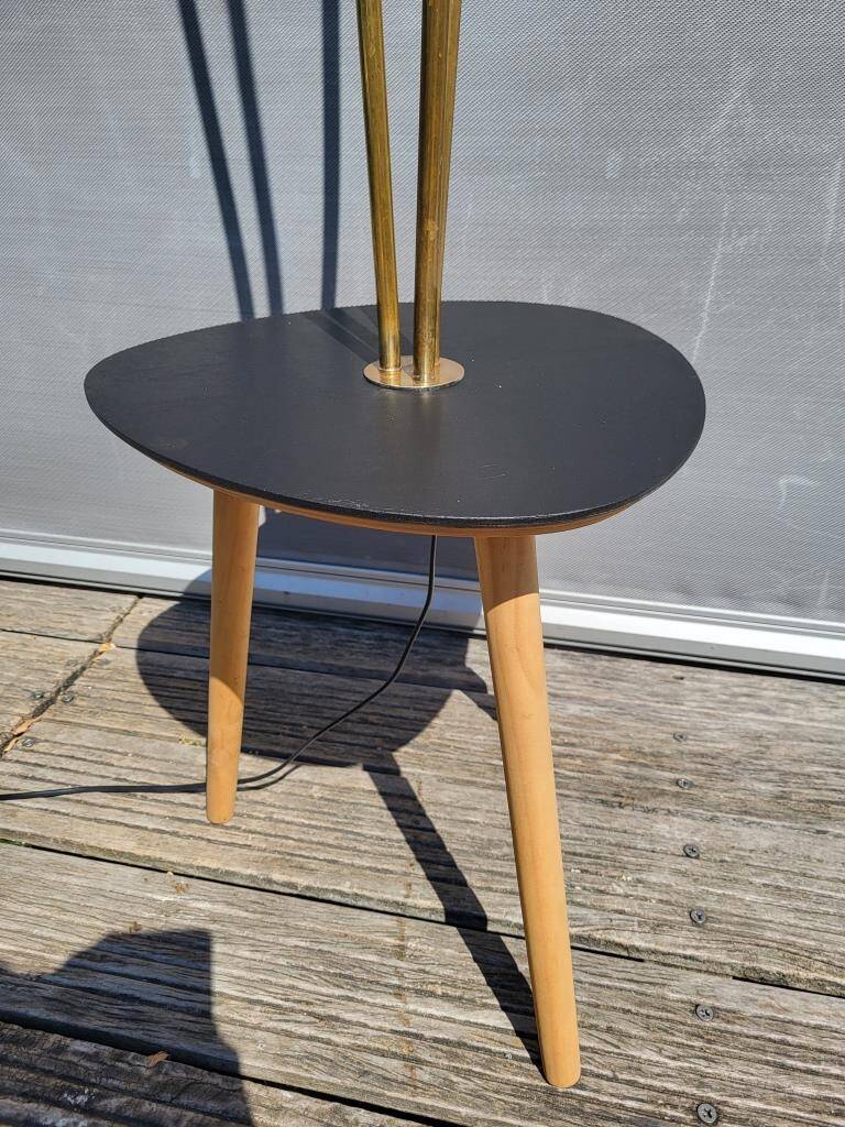 Black 3-light brass table lamp, 1950s