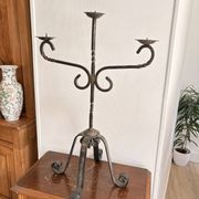 Candelabrum Chandelier Candle Holder Three Arms Light Wrought Iron 1940 Gothic