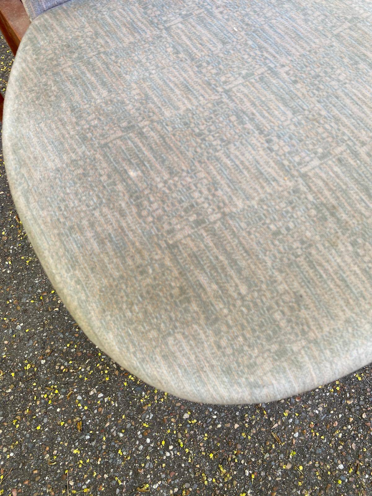 6 vintage cherry wood dining chairs with tweed fabric in MCM style 1970.