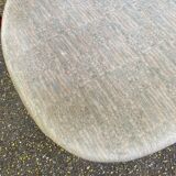 6 vintage cherry wood dining chairs with tweed fabric in MCM style 1970.