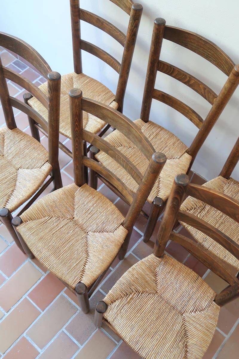 6 straw farm chairs