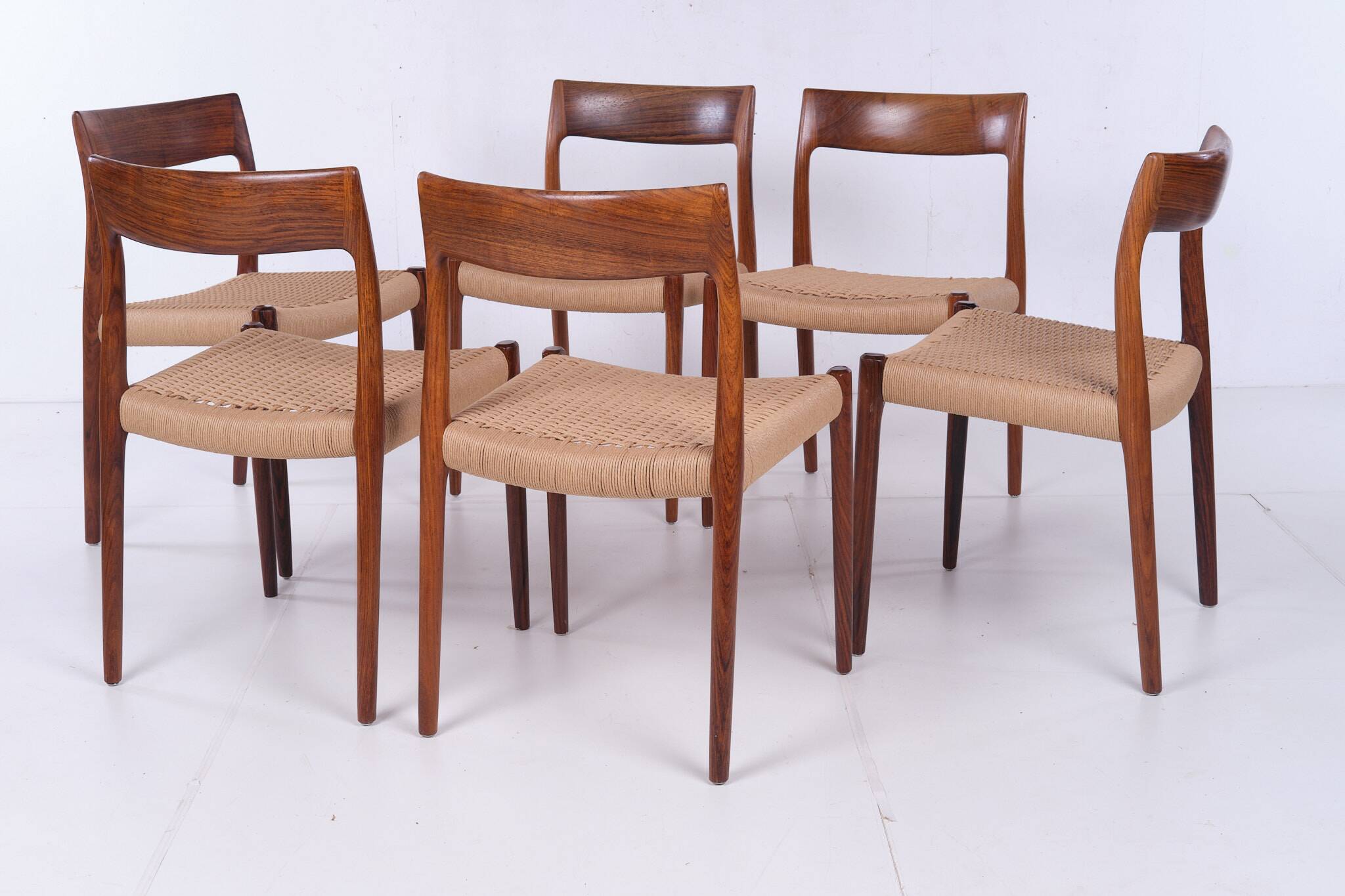 Six chairs by Niels O. Moller, rosewood, model 77, with certificate