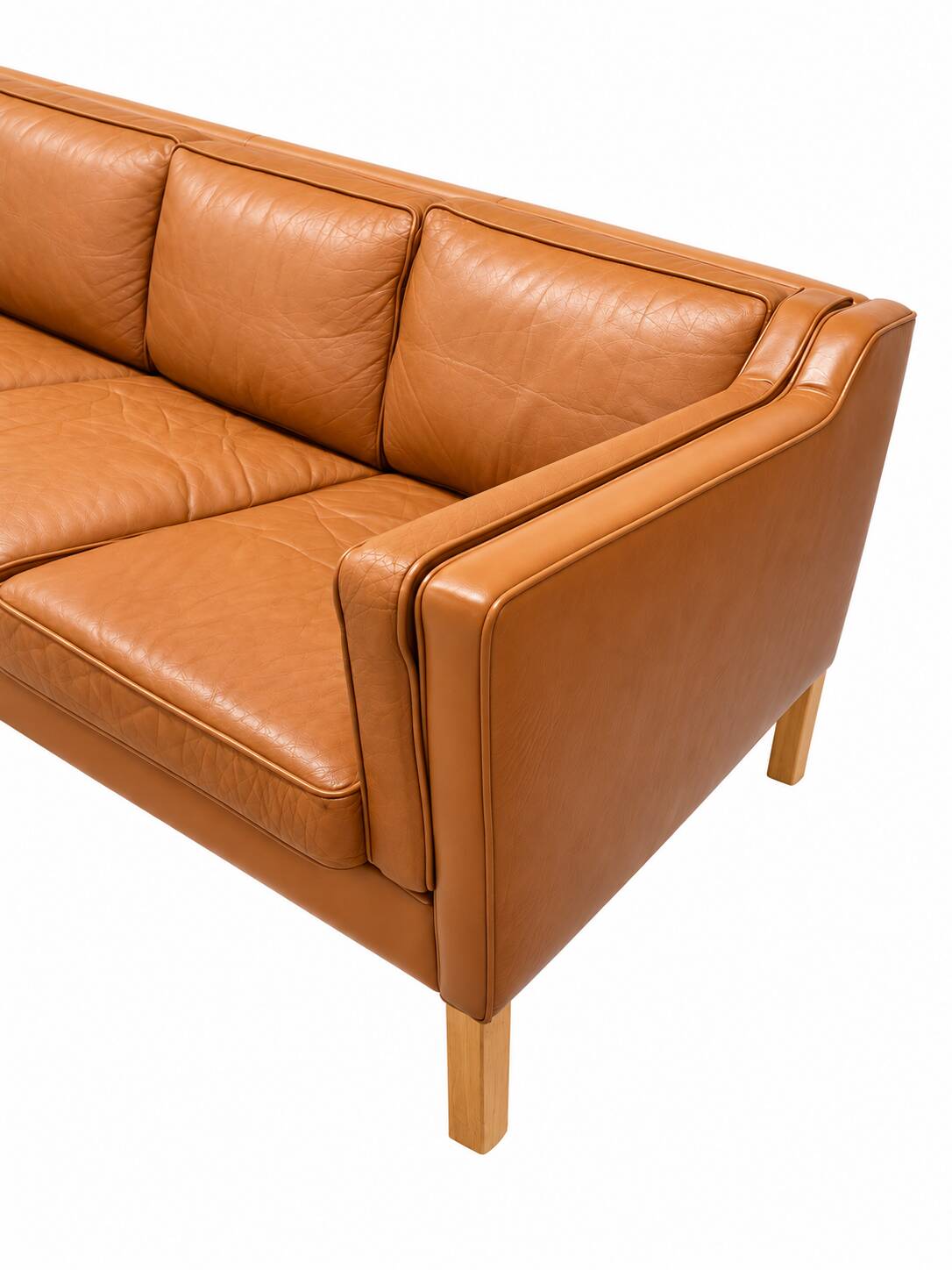 Vintage Danish mid-century 3-person Stouby sofa in cognac leather, 1960s
