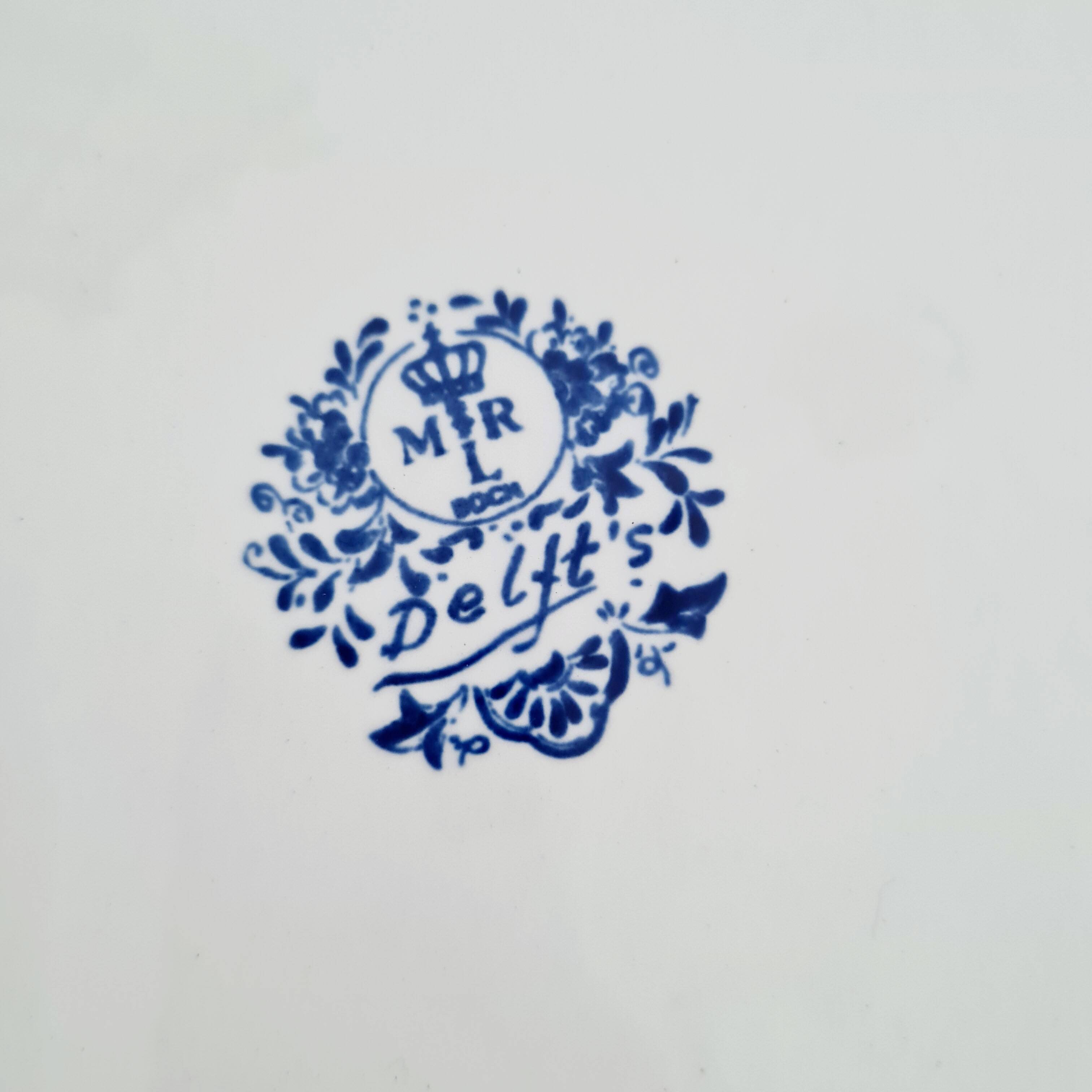 Large white porcelain dish with blue design
