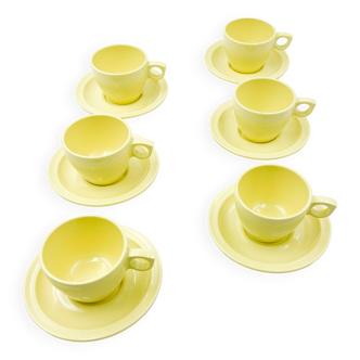 Yellow melamine coffee service from the 60s Prolon Ware Florence Mass