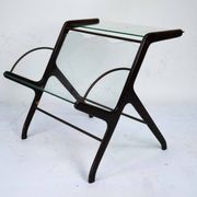 Ico Parisi Magazine Rack in Wood, Brass and Glass. Italy, 1950s