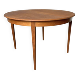 Scandinavian round teak table with extension