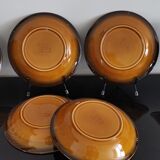 6 vintage hollow plates Longchamp slurry brown caramel