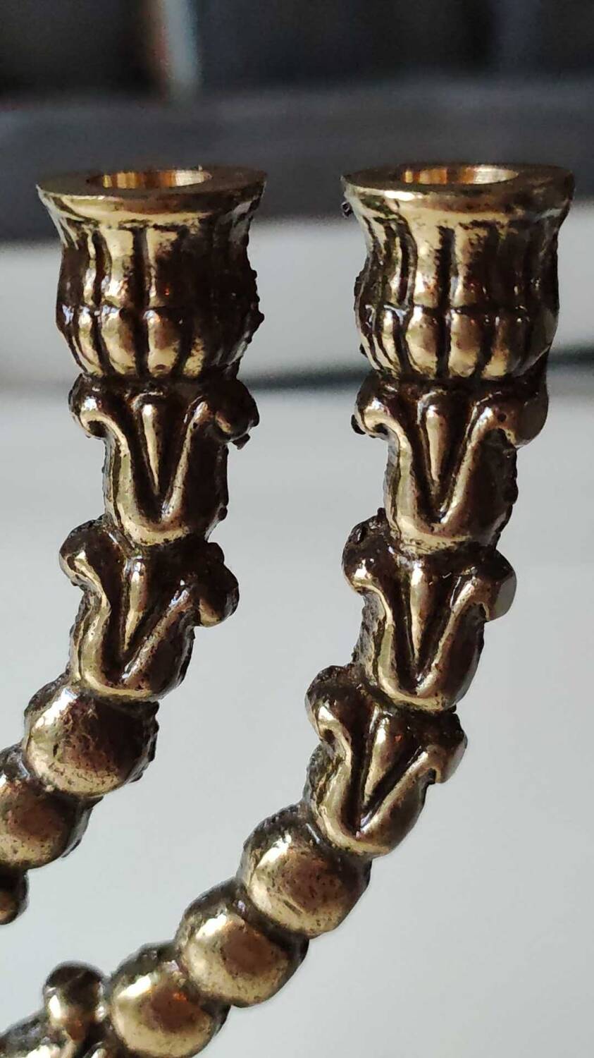 Menorah/Hebrew candlestick with 7 branches/Hanuka. Signed Holon Israel. 17 x 15.5 cm