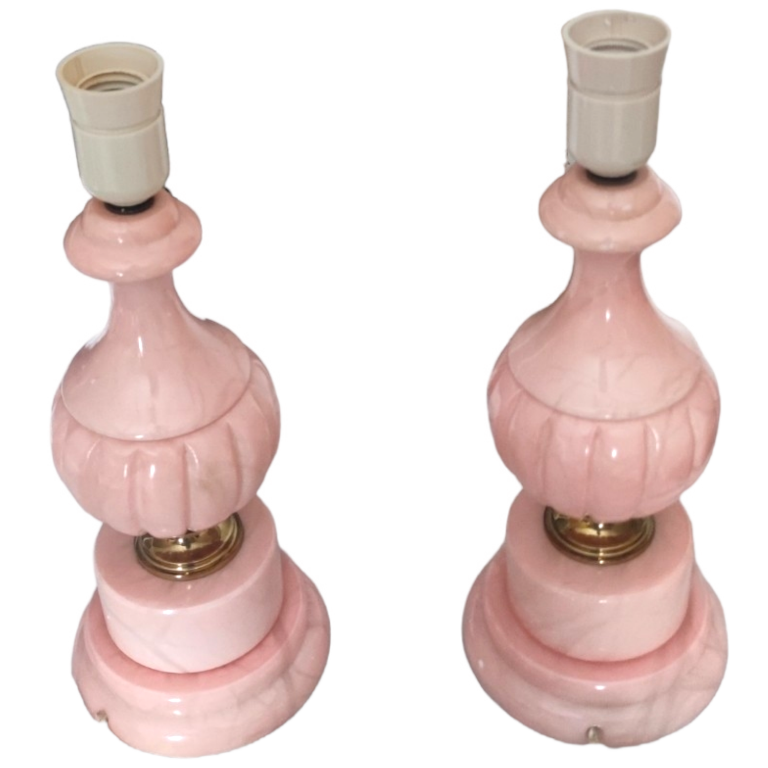 Pair de lampes vintage en marbre rose