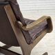 Fauteuil scandinave en cuir marron, années 1970