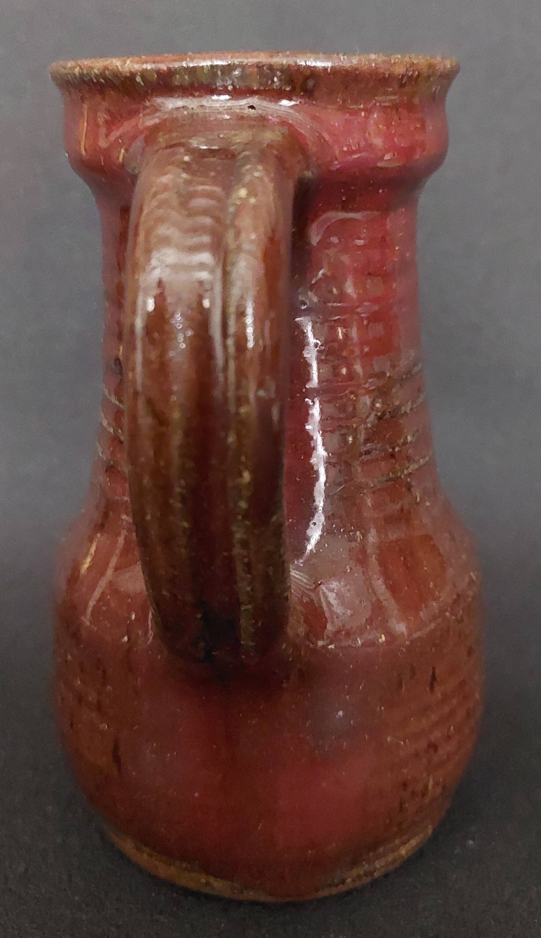 Cream pot, glazed stoneware pitcher, signed Fontgombault, 20th century