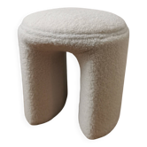 Tabouret Léon tissu bouclette blanc