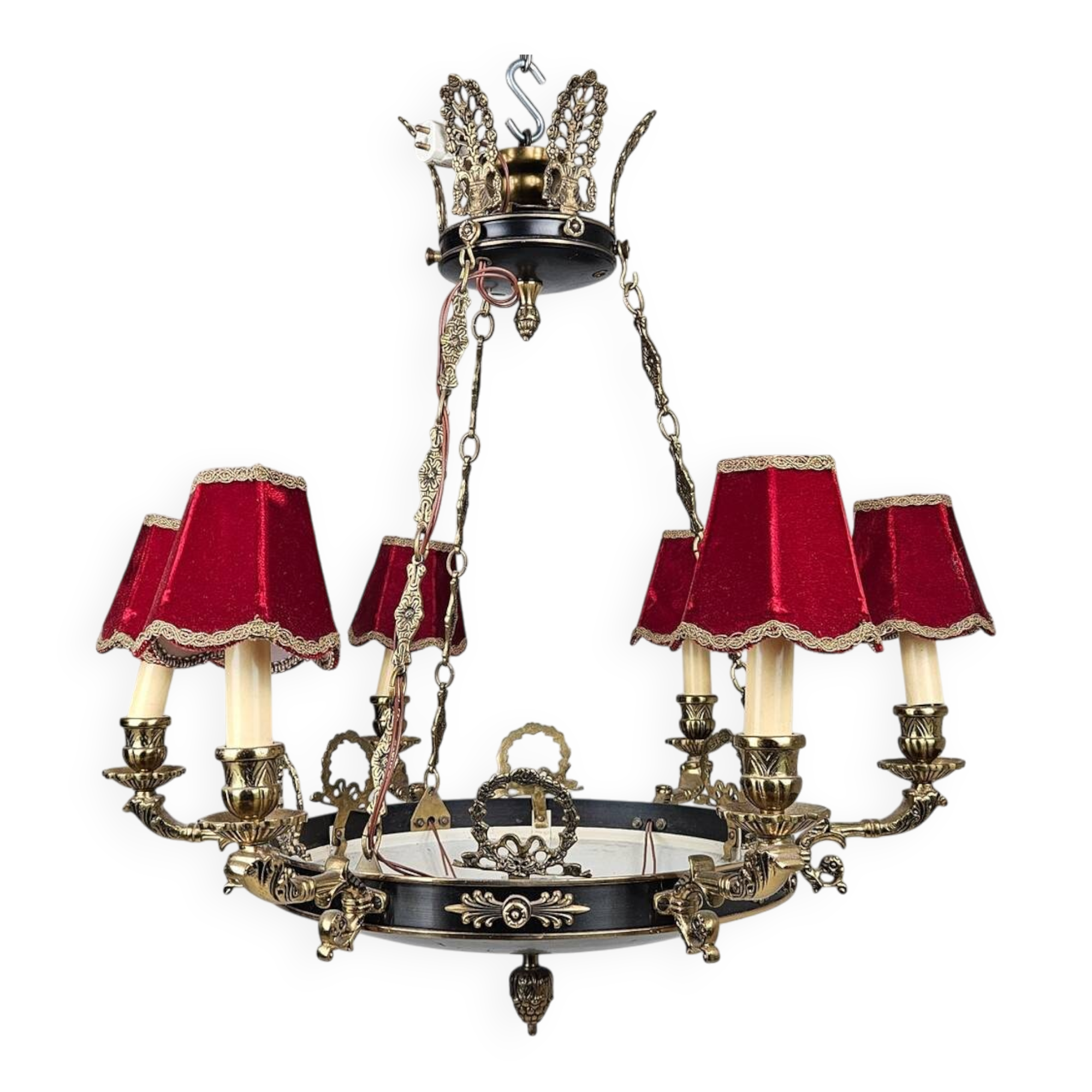 Empire-Style Ceiling Lamp — Sheet Metal & Brass — 20th Century — Classic Ar