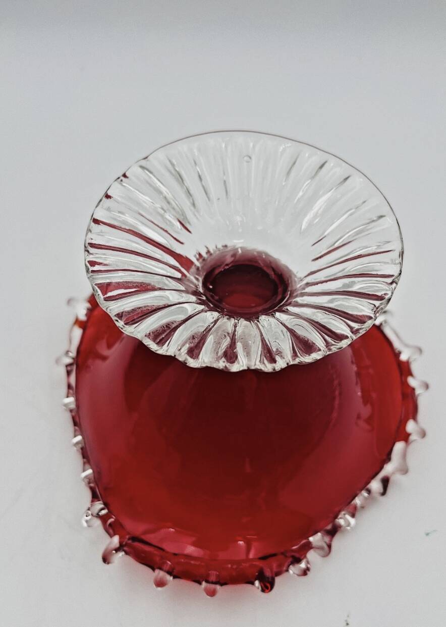 Red blown glass bowl