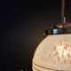 Vintage globe suspension in yellow and gold in Clichy glass