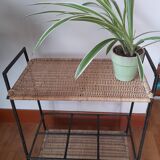 Vintage metal and wicker shelf