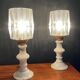 Pair of vintage lamps in marble and glass 70s