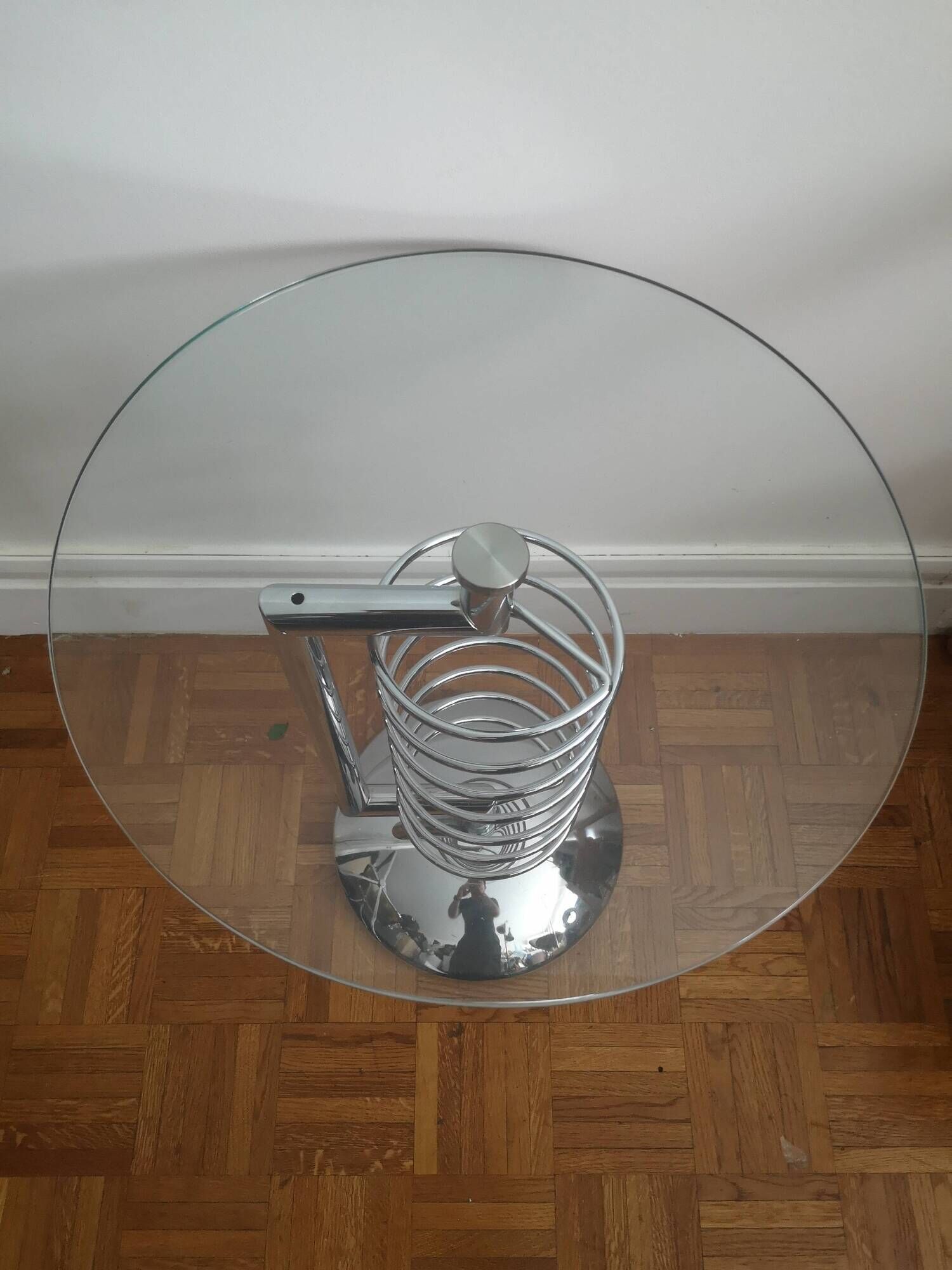 Table d'appoint chrome et verre vintage design space age