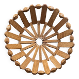 geometric olive wood basket, France 1970
