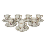 Set of 7 Porcelain Cups and Saucers | Elegant Floral Decor