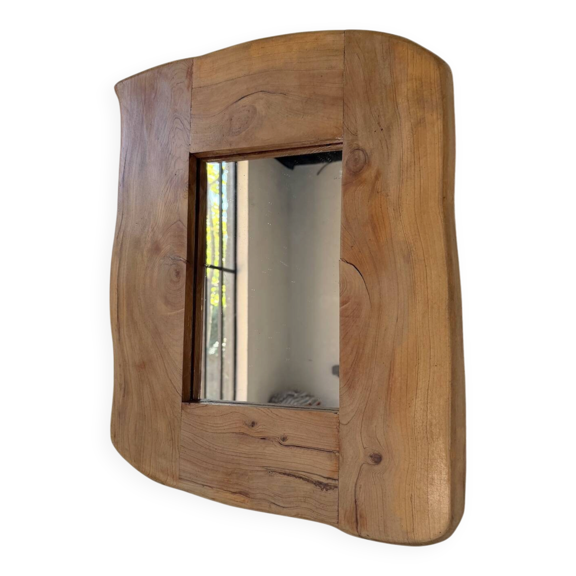 Brutalist organic mirror wood 1960s