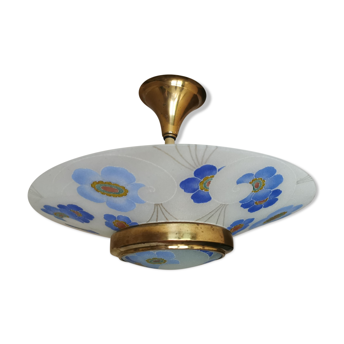 Art Deco Chandelier Loys Lucha enamelled glass