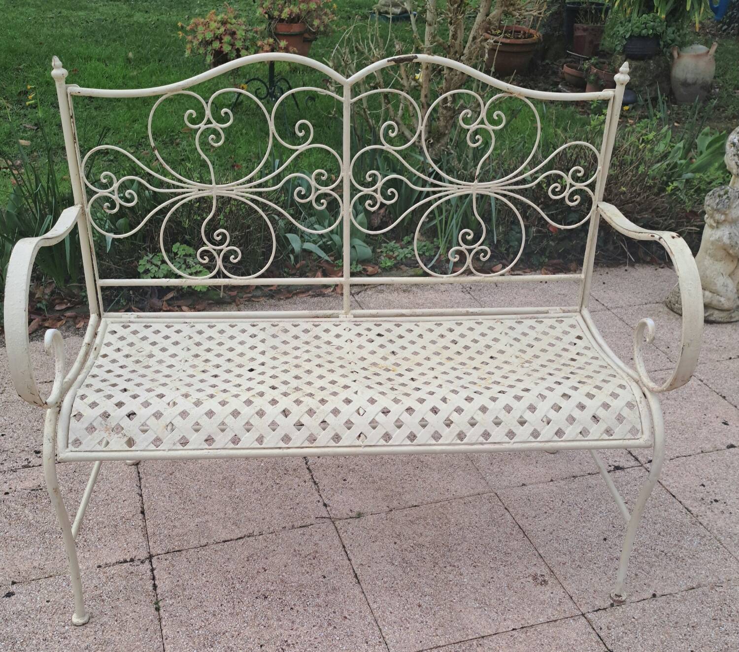Wrought iron garden bench