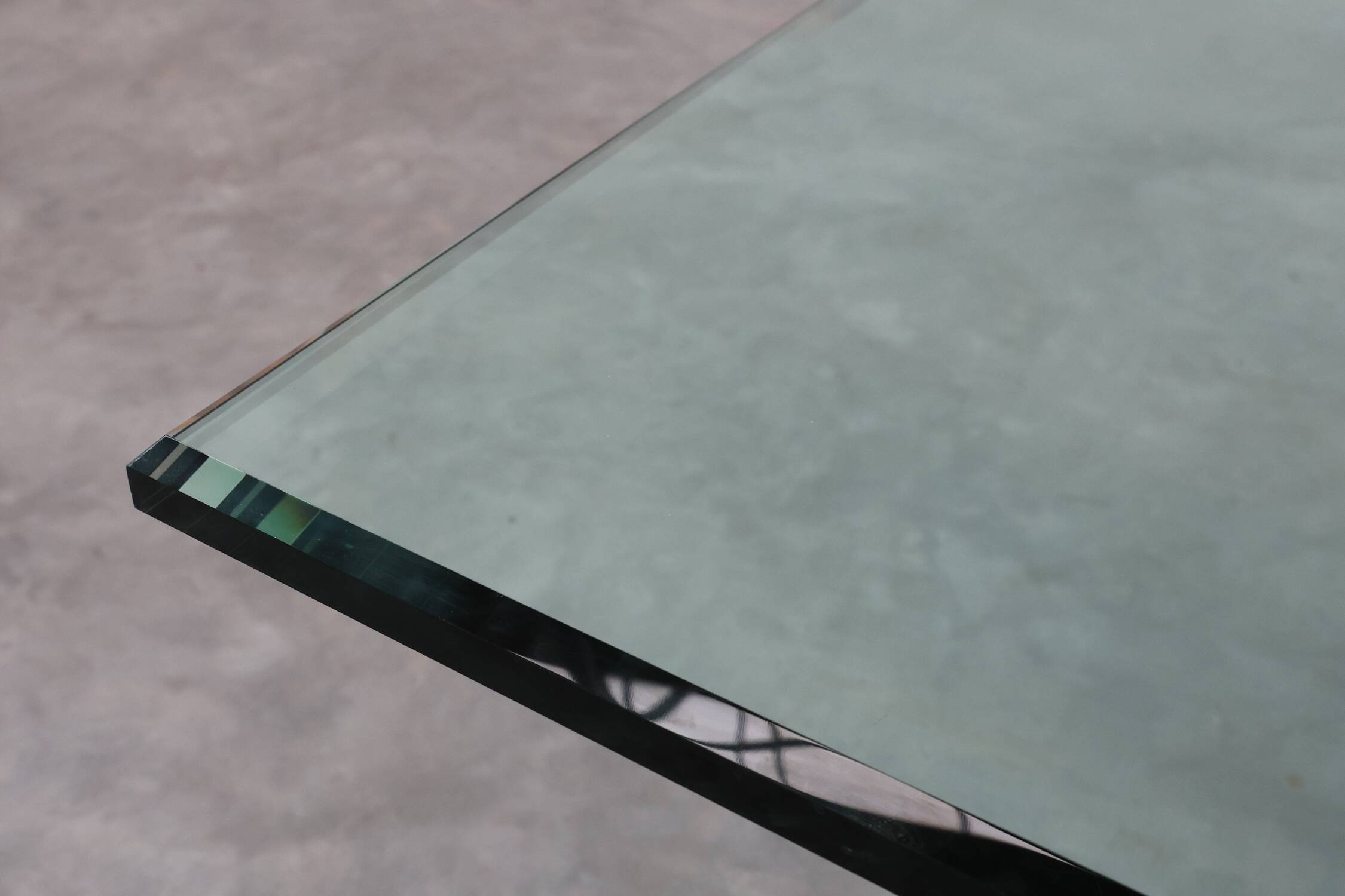 Large monumental bamboo dining table with glass top by Gasparucci, Italy