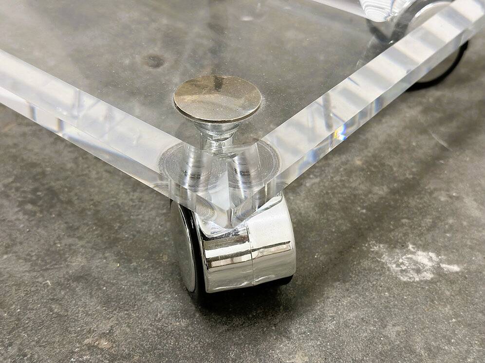 Vintage Lucite magazine cart, 1980s