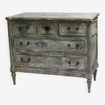 Antique slate gray patinated chest of drawers