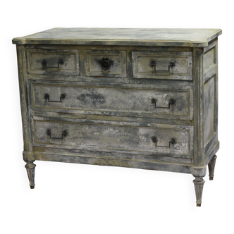 Antique slate gray patinated chest of drawers