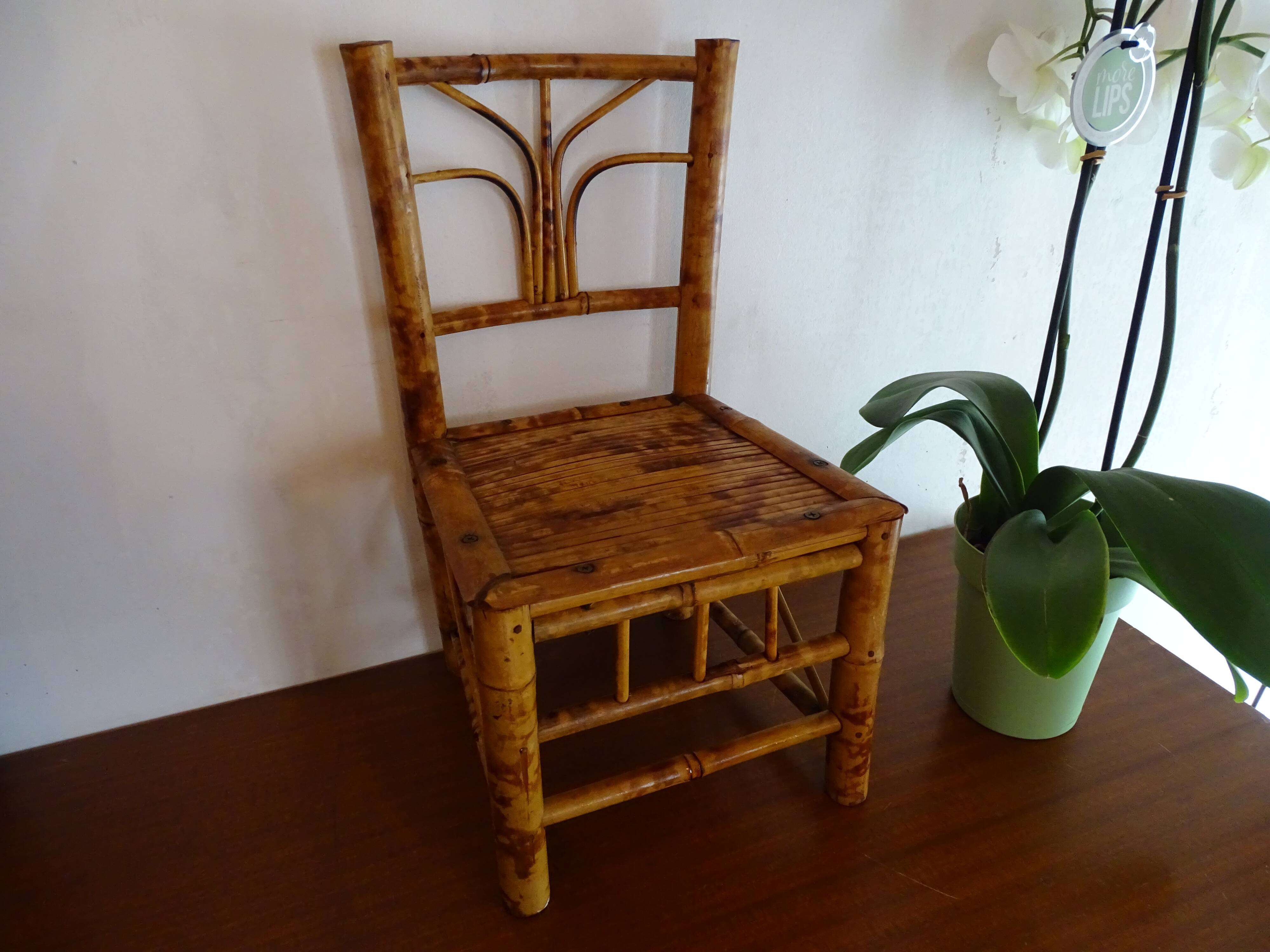 Chaise enfant bambou vintage 1960 H45 cm