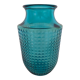 Vase en verre bleu moulé vintage